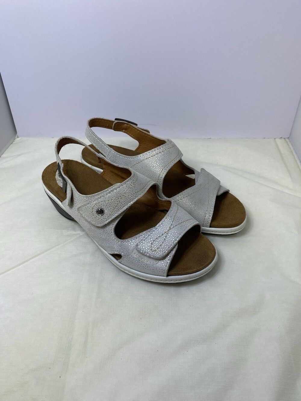 Flexus By Spring Step Belamar Sandals Womens 39 US 8 Shimmery White Comfort Shoe